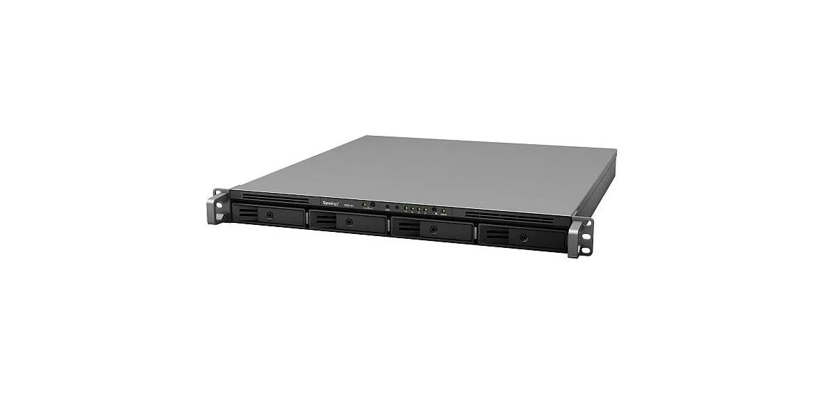 Synology RS814 rack-mounted NAS with 4x 2TB drives in SHR.