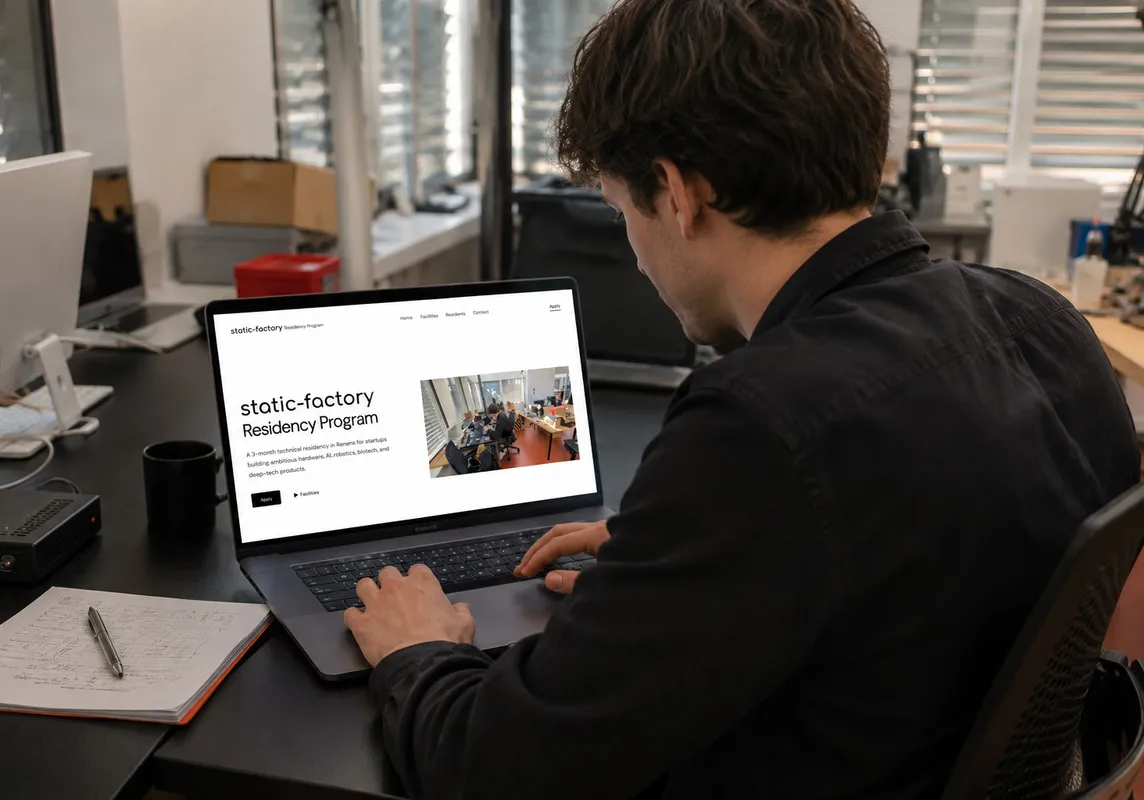Startup founders discussing a technical project.
